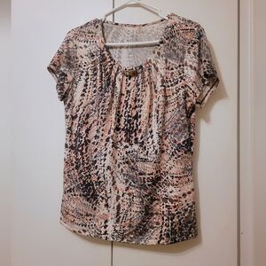 Women’s Abstract Print Short Sleeve Blouse – Size M